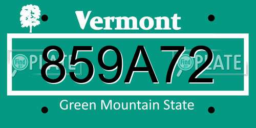859A72 Vermont License Plate
