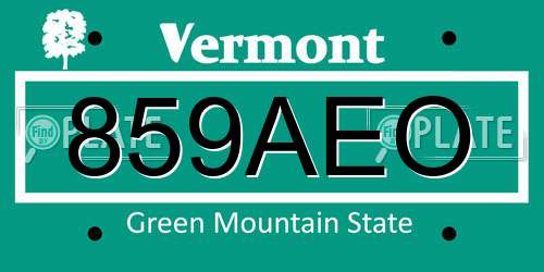 859AEO Vermont License Plate