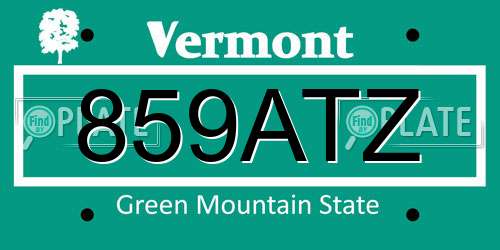 859ATZ Vermont License Plate