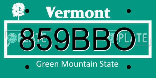 859BBO Vermont License Plate