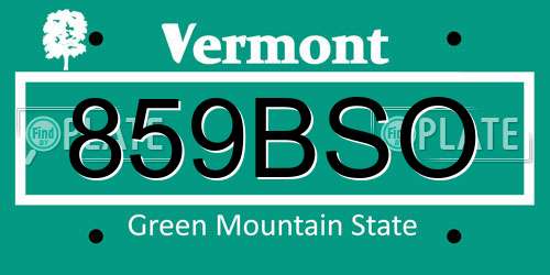 859BSO Vermont License Plate
