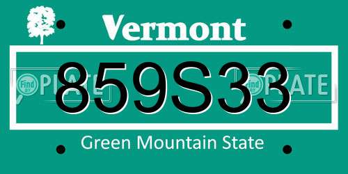 859S33 Vermont License Plate
