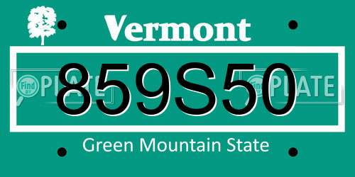 859S50 Vermont License Plate