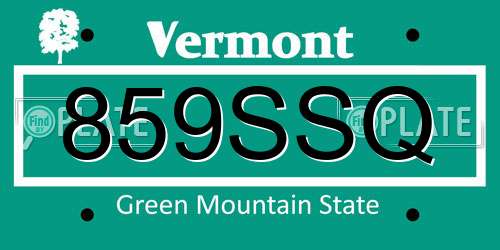 859SSQ Vermont License Plate