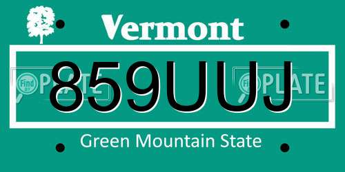 859UUJ Vermont License Plate