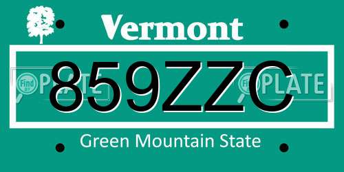 859ZZC Vermont License Plate