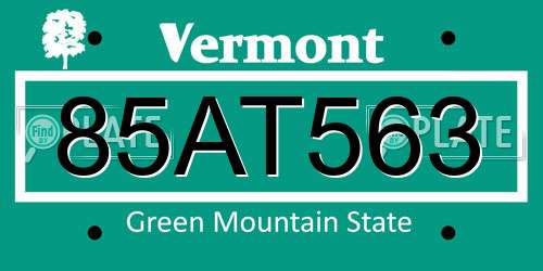 85AT563 Vermont License Plate