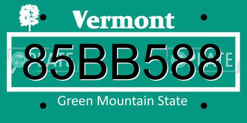 85BB588 Vermont License Plate