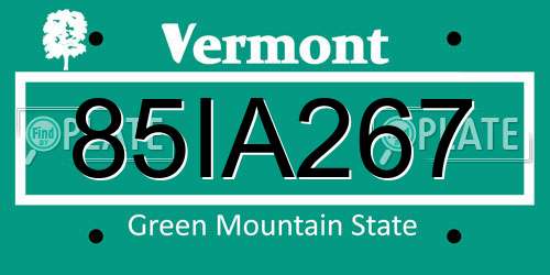 85IA267 Vermont License Plate