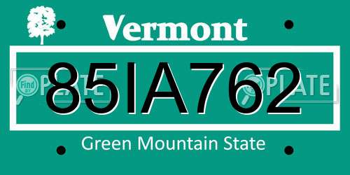 85IA762 Vermont License Plate
