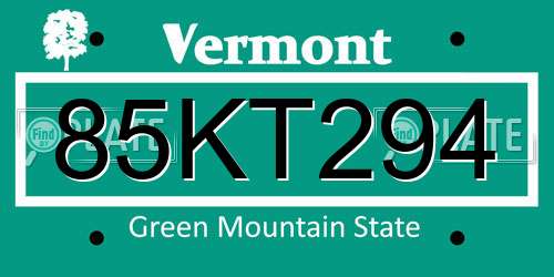 85KT294 Vermont License Plate