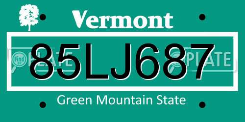 85LJ687 Vermont License Plate