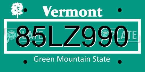85LZ990 Vermont License Plate