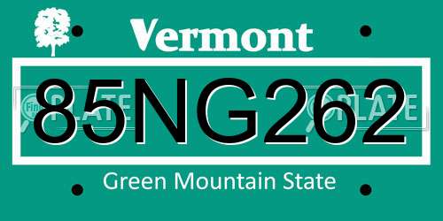 85NG262 Vermont License Plate