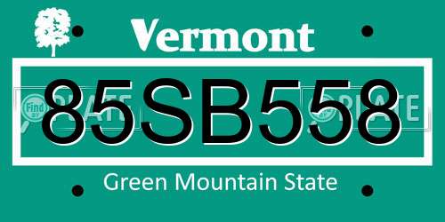 85SB558 Vermont License Plate