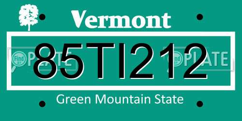 85TI212 Vermont License Plate