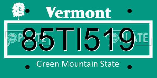 85TI519 Vermont License Plate