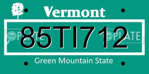 85TI712 Vermont License Plate
