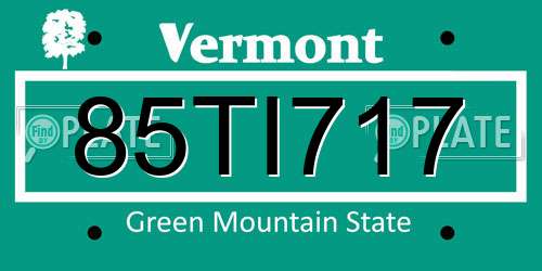 85TI717 Vermont License Plate