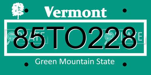 85TO228 Vermont License Plate