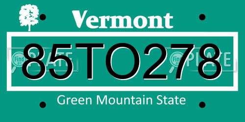 85TO278 Vermont License Plate