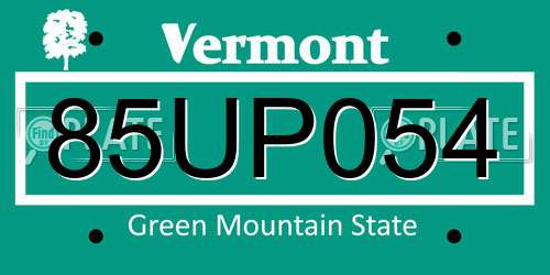 85UP054 Vermont License Plate