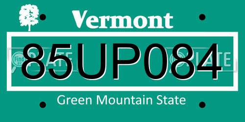85UP084 Vermont License Plate