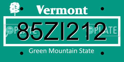 85ZI212 Vermont License Plate