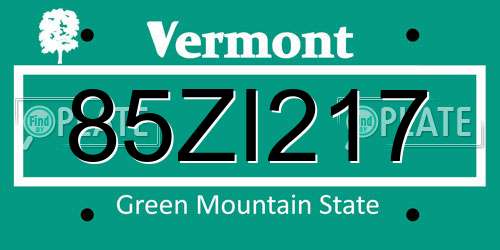 85ZI217 Vermont License Plate