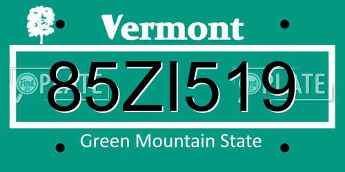 85ZI519 Vermont License Plate
