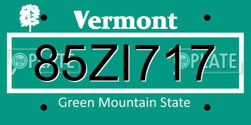 85ZI717 Vermont License Plate