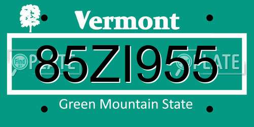 85ZI955 Vermont License Plate