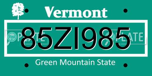 85ZI985 Vermont License Plate