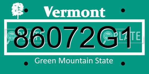 86072G1 Vermont License Plate