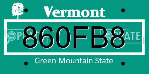 860FB8 Vermont License Plate