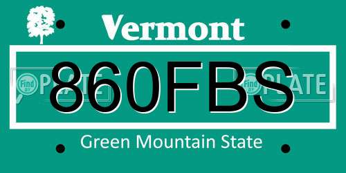 860FBS Vermont License Plate