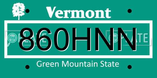 860HNN Vermont License Plate