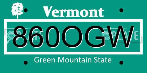 860OGW Vermont License Plate