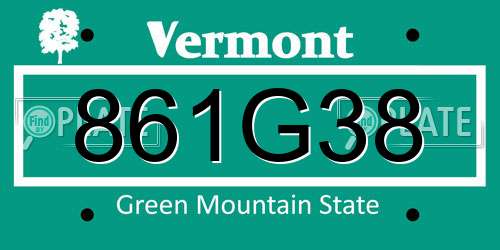 861G38 Vermont License Plate
