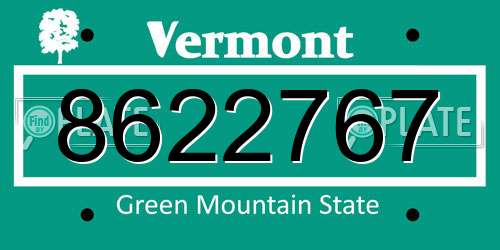 8622767 Vermont License Plate
