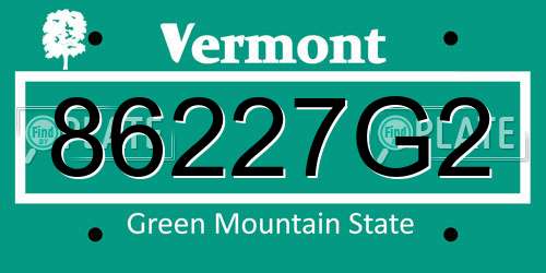 86227G2 Vermont License Plate