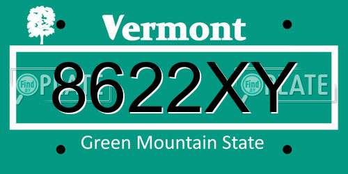 8622XY Vermont License Plate