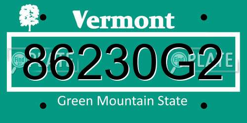 86230G2 Vermont License Plate