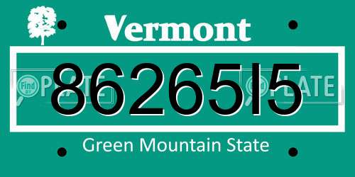 86265I5 Vermont License Plate