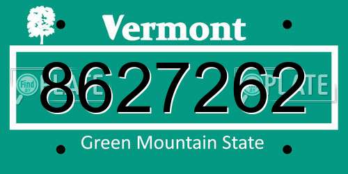 8627262 Vermont License Plate