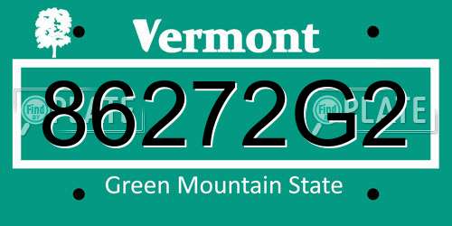 86272G2 Vermont License Plate