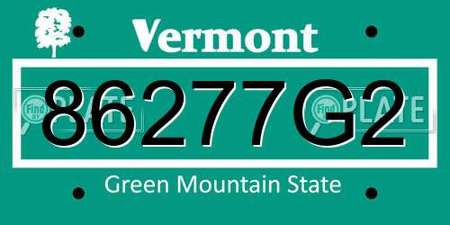 86277G2 Vermont License Plate