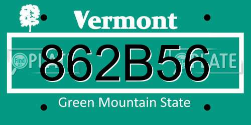 862B56 Vermont License Plate
