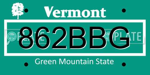 862BBG Vermont License Plate