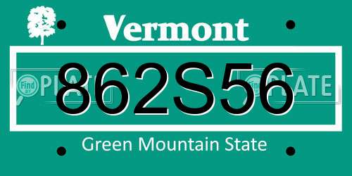 862S56 Vermont License Plate